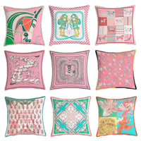 HKM-889363 European Luxury Pink Velvet Decorative Pillow - 45x45cm Plush Cushion with PP Cotton Filling