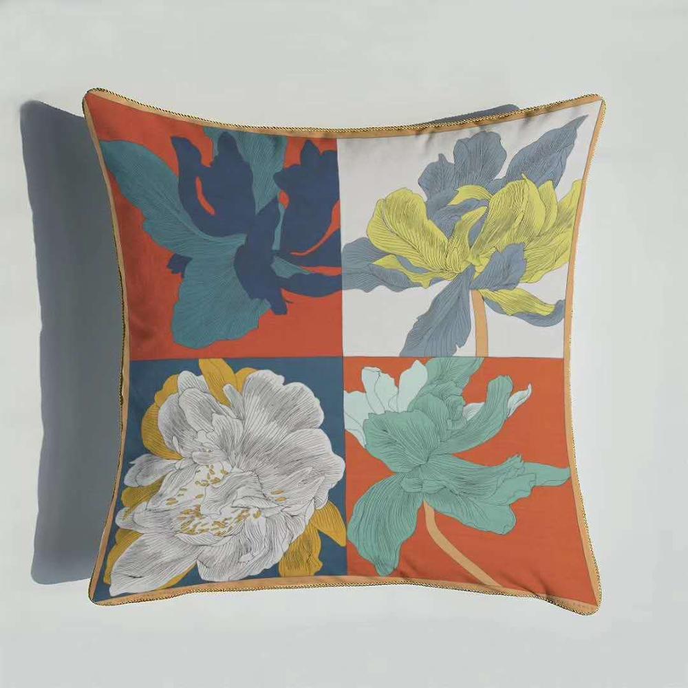 HKM-889363 European Luxury Pink Velvet Decorative Pillow - 45x45cm Plush Cushion with PP Cotton Filling