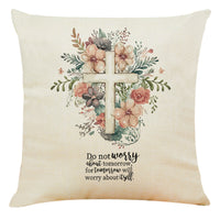 HKM-889427 Modern Cotton and Linen Church Cross Printed Cushion Cover - 45x45cm