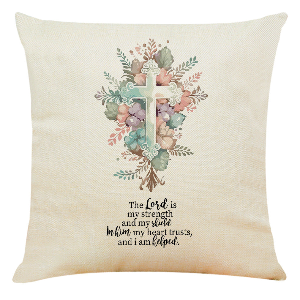 HKM-889427 Modern Cotton and Linen Church Cross Printed Cushion Cover - 45x45cm