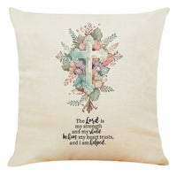 HKM-889427 Modern Cotton and Linen Church Cross Printed Cushion Cover - 45x45cm