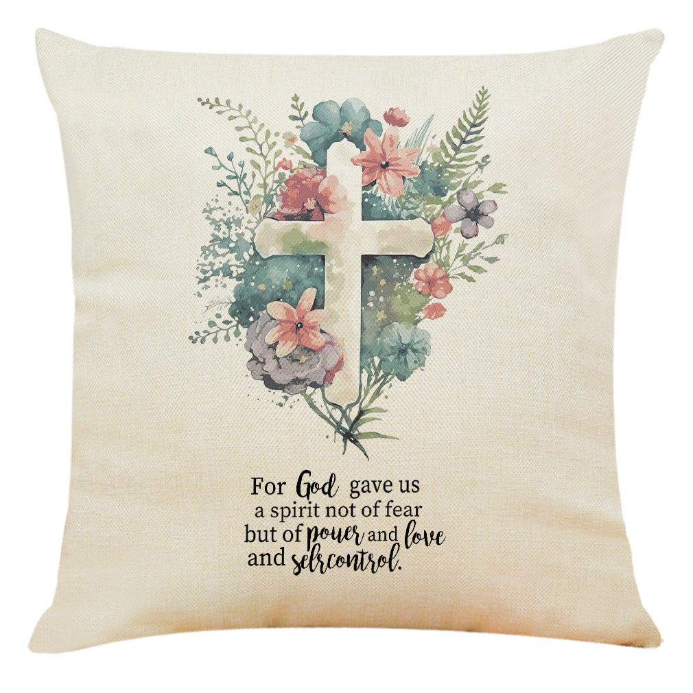 HKM-889427 Modern Cotton and Linen Church Cross Printed Cushion Cover - 45x45cm