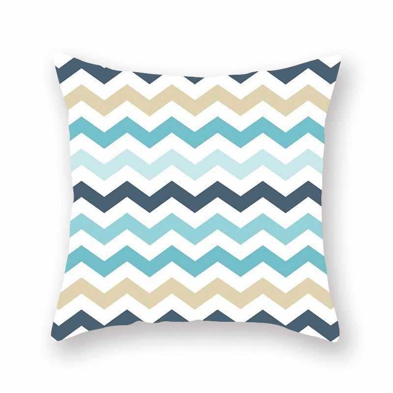 HKM-889683 Bright Color Geometric Pattern Pillow Cushion Cover - Polyester Peach Skin, 44x44cm