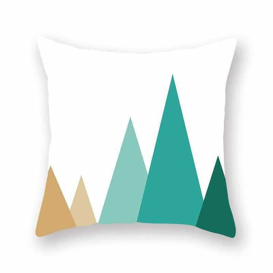 HKM-889683 Bright Color Geometric Pattern Pillow Cushion Cover - Polyester Peach Skin, 44x44cm