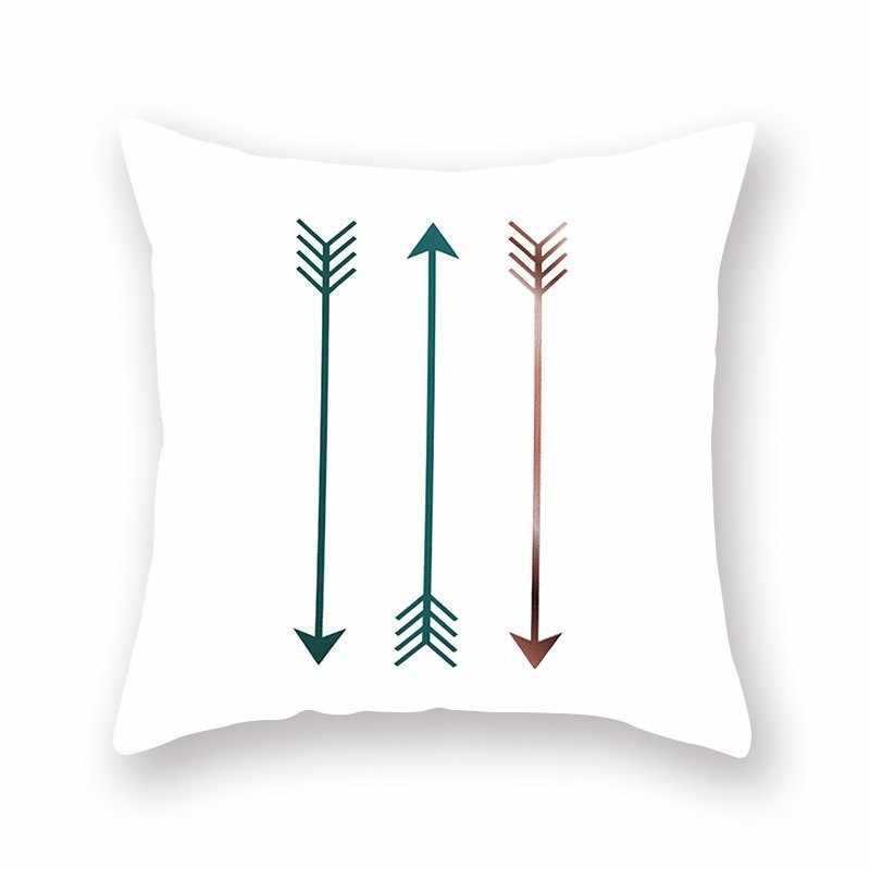 HKM-889683 Bright Color Geometric Pattern Pillow Cushion Cover - Polyester Peach Skin, 44x44cm
