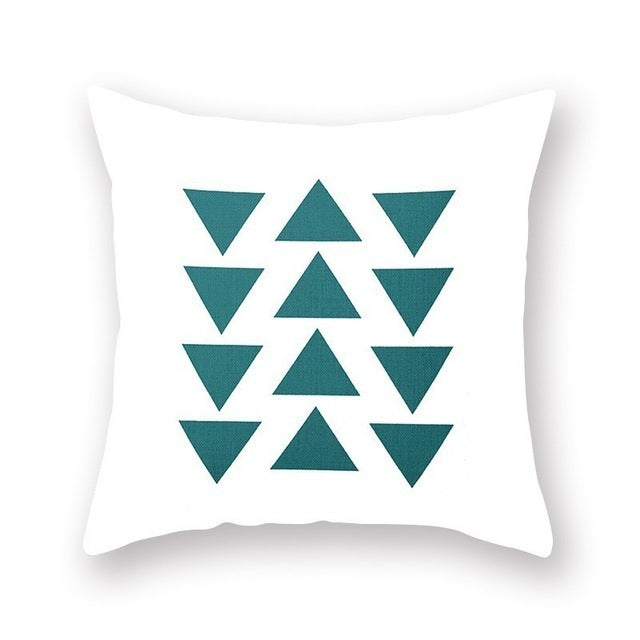 HKM-889683 Bright Color Geometric Pattern Pillow Cushion Cover - Polyester Peach Skin, 44x44cm
