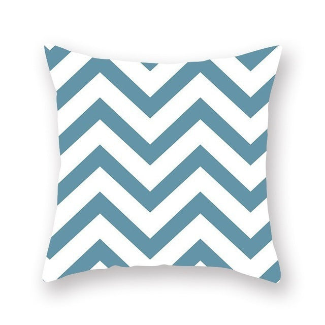 HKM-889683 Bright Color Geometric Pattern Pillow Cushion Cover - Polyester Peach Skin, 44x44cm