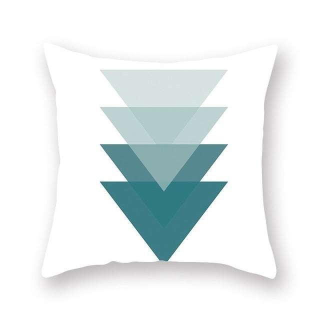 HKM-889683 Bright Color Geometric Pattern Pillow Cushion Cover - Polyester Peach Skin, 44x44cm