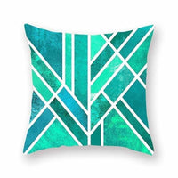 HKM-889683 Bright Color Geometric Pattern Pillow Cushion Cover - Polyester Peach Skin, 44x44cm