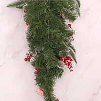 HKM-889747 Red Upside Down Christmas Tree Rattan Door Hanging Garland Decoration 60cm & 90cm Options