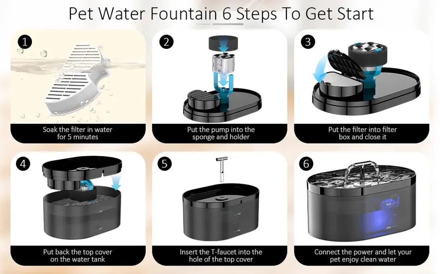 KTX-889747 Transparent 2L Automatic Pet Water Fountain for Cats and Small Dogs