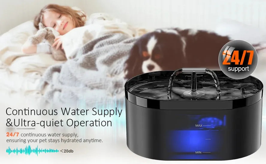 KTX-889747 Transparent 2L Automatic Pet Water Fountain for Cats and Small Dogs