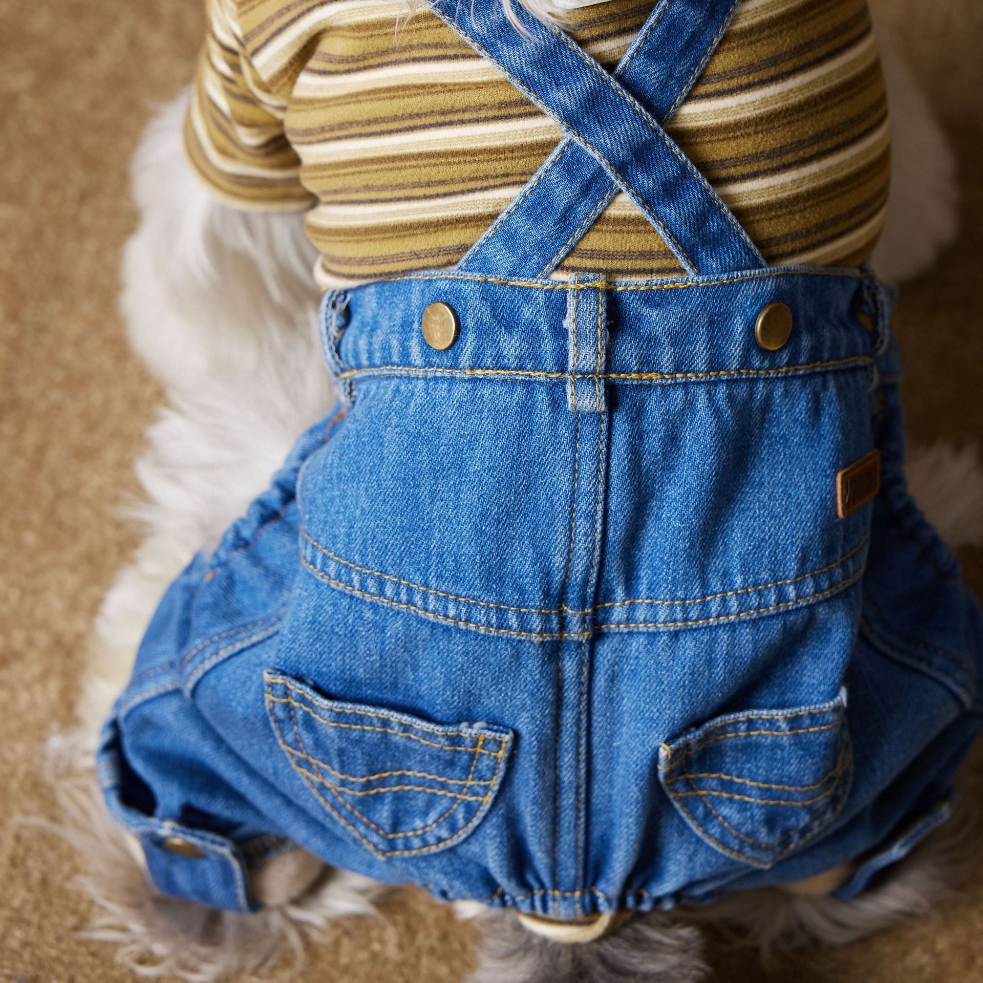HKM-889875 Thickened Fleece-Lined Denim Dog Jacket for Autumn and Winter - Multiple Sizes Available
