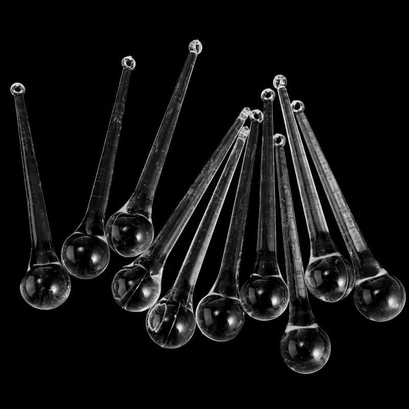 HKM-889939 Crystal Teardrop Chandelier Prisms for Wedding, Tree & Party Decorations - Set of 10