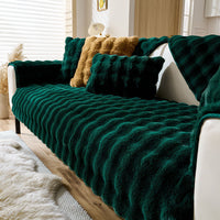 HKM-889939 Plush Fleece Sofa Cushion, Solid Color Dust Cover for Home Use
