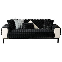 HKM-889939 Plush Fleece Sofa Cushion, Solid Color Dust Cover for Home Use