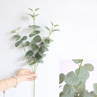 HKM-890067 Artificial Money Leaf Bouquet - Light Green and Red Fabric Floral Arrangement