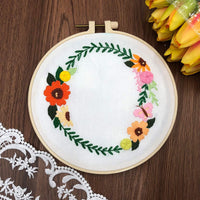 HKM-890131 3D Embroidery DIY Fabric Kit with Cotton Material and 20cm Bamboo Frame