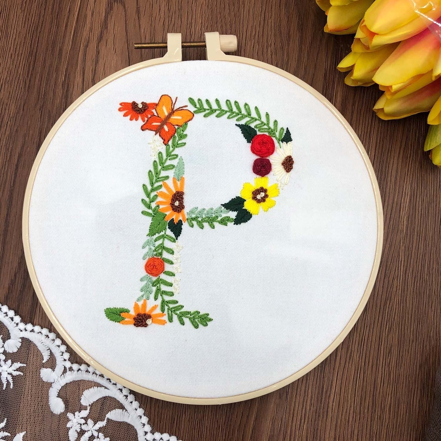HKM-890131 3D Embroidery DIY Fabric Kit with Cotton Material and 20cm Bamboo Frame