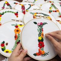 HKM-890131 3D Embroidery DIY Fabric Kit with Cotton Material and 20cm Bamboo Frame