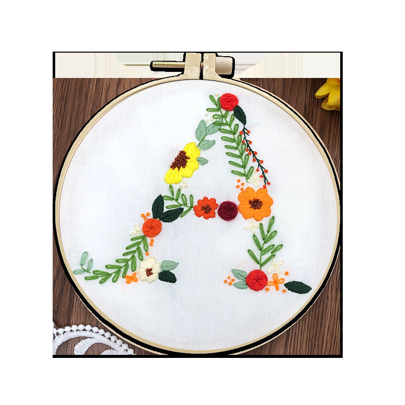 HKM-890131 3D Embroidery DIY Fabric Kit with Cotton Material and 20cm Bamboo Frame