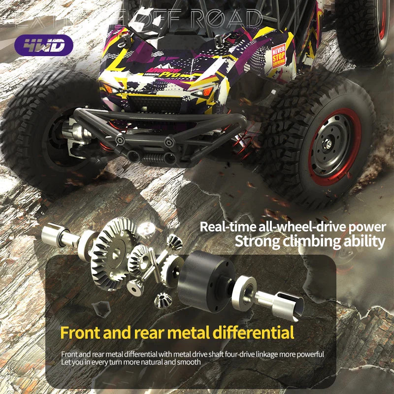 HKM-890131 High-Speed 1/16 Brushless Four Wheel Drive RC Off-Road Car with LED Remote Control