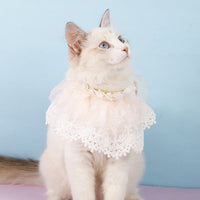 HKM-890131 Princess-Style Lace Cat Collar Scarf in Pink, Light Blue, and Beige