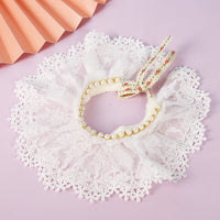 HKM-890131 Princess-Style Lace Cat Collar Scarf in Pink, Light Blue, and Beige