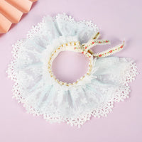HKM-890131 Princess-Style Lace Cat Collar Scarf in Pink, Light Blue, and Beige