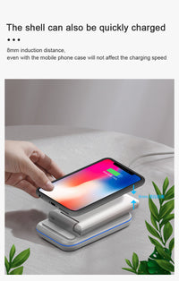 HKM-890195 Three-in-One Wireless Charging Stand - Smart Fast Charge | Black & White Options