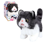 HKM-890387 Interactive Electric Walking Plush Cat Toy for Kids - Lifelike Sounds and Moves, Soft Plush Doll