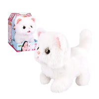 HKM-890387 Interactive Electric Walking Plush Cat Toy for Kids - Lifelike Sounds and Moves, Soft Plush Doll