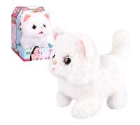 HKM-890387 Interactive Electric Walking Plush Cat Toy for Kids - Lifelike Sounds and Moves, Soft Plush Doll