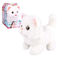 HKM-890387 Interactive Electric Walking Plush Cat Toy for Kids - Lifelike Sounds and Moves, Soft Plush Doll