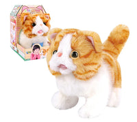 HKM-890387 Interactive Electric Walking Plush Cat Toy for Kids - Lifelike Sounds and Moves, Soft Plush Doll