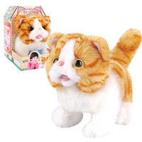 HKM-890387 Interactive Electric Walking Plush Cat Toy for Kids - Lifelike Sounds and Moves, Soft Plush Doll