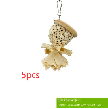 HKM-890387 Natural Grass Ball Chewing Toy for Parrots - Ideal for Molar Grinding and Stress Relief