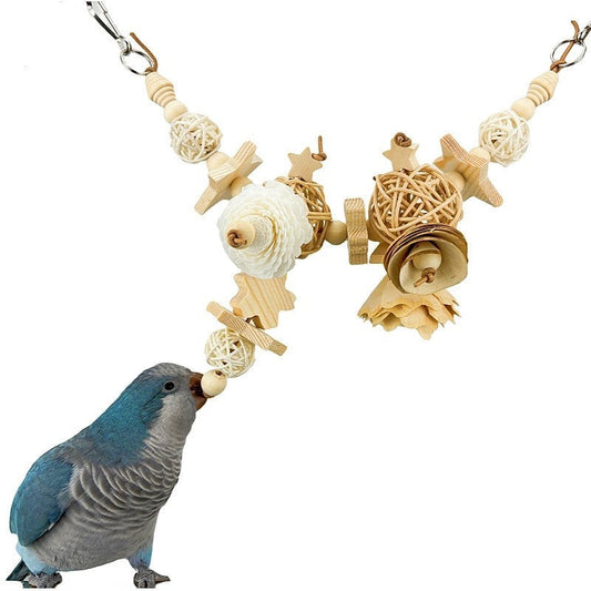 HKM-890387 Natural Grass Ball Chewing Toy for Parrots - Ideal for Molar Grinding and Stress Relief