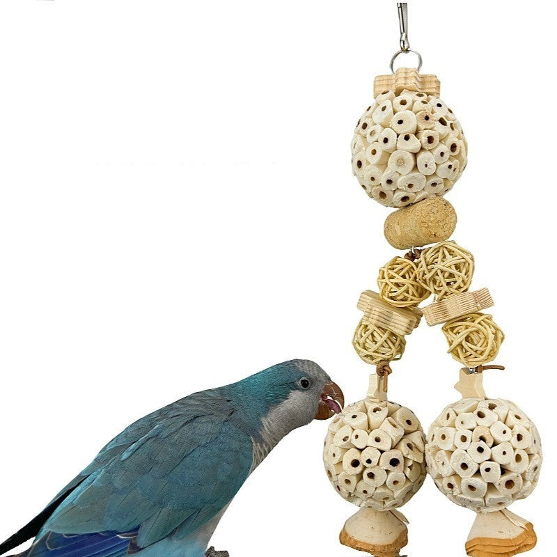 HKM-890387 Natural Grass Ball Chewing Toy for Parrots - Ideal for Molar Grinding and Stress Relief