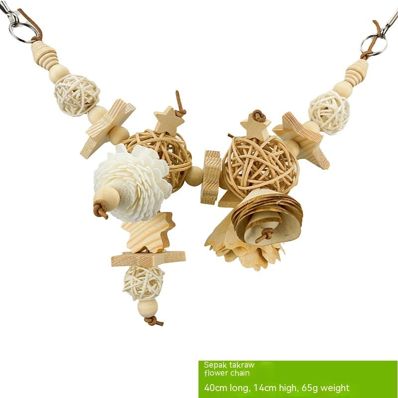 HKM-890387 Natural Grass Ball Chewing Toy for Parrots - Ideal for Molar Grinding and Stress Relief