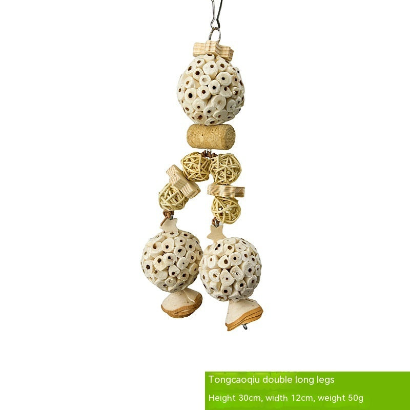 HKM-890387 Natural Grass Ball Chewing Toy for Parrots - Ideal for Molar Grinding and Stress Relief