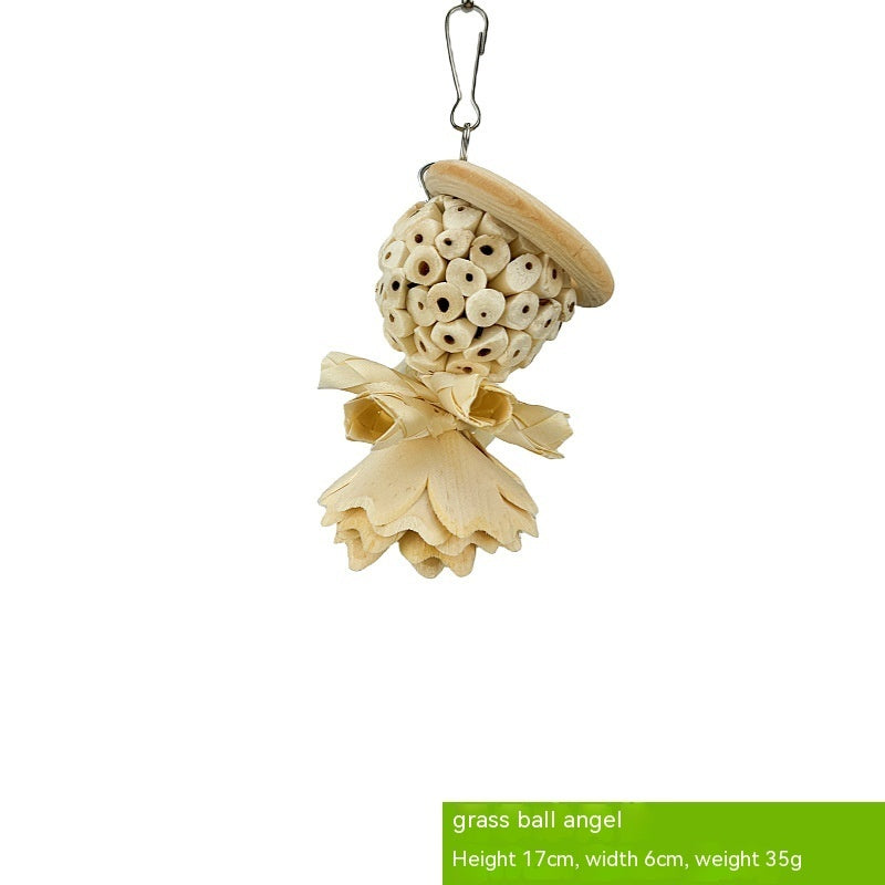 HKM-890387 Natural Grass Ball Chewing Toy for Parrots - Ideal for Molar Grinding and Stress Relief