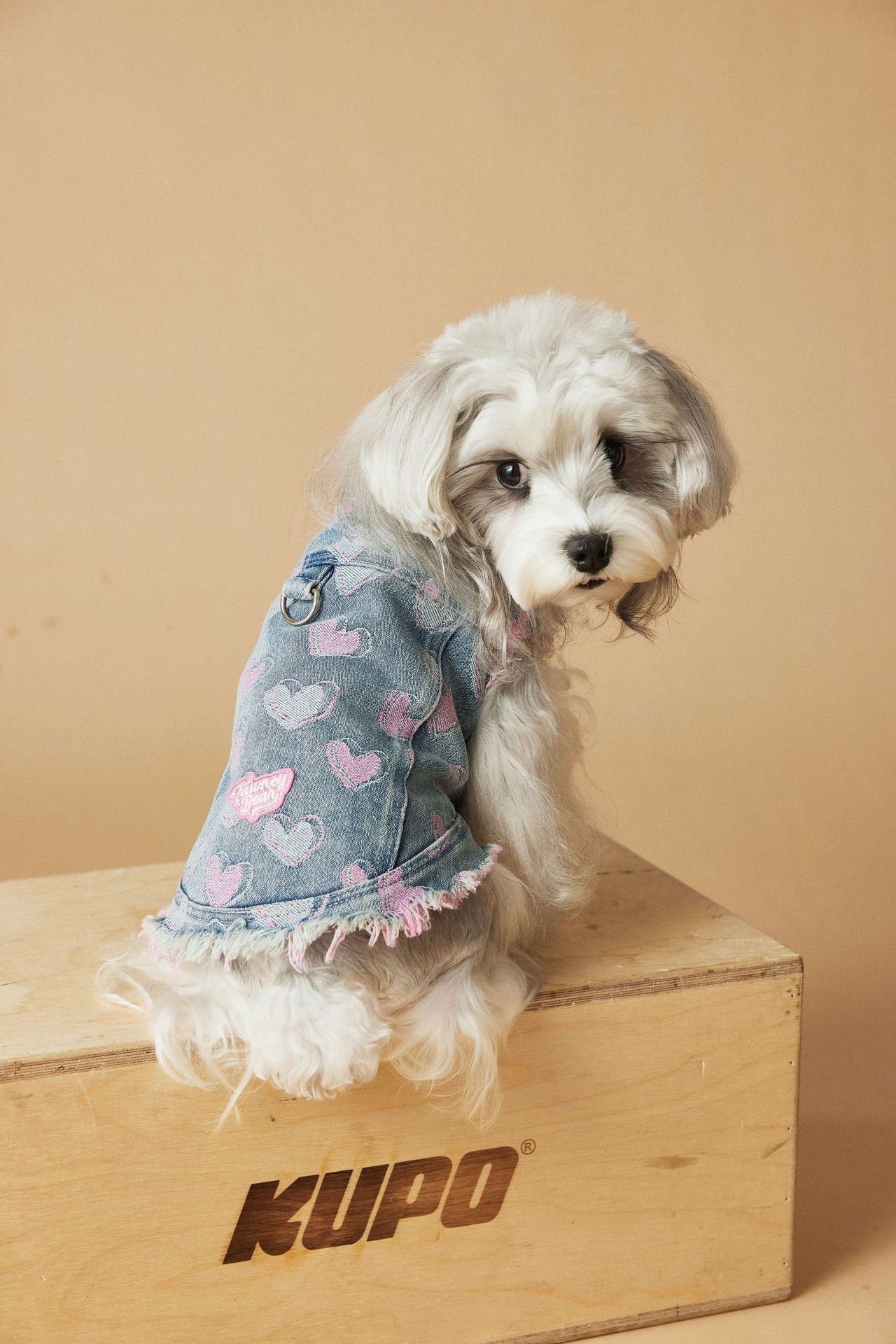 HKM-890451 Denim Sleeveless Vest for Dogs - Casual Distressed Love Design in Multiple Sizes