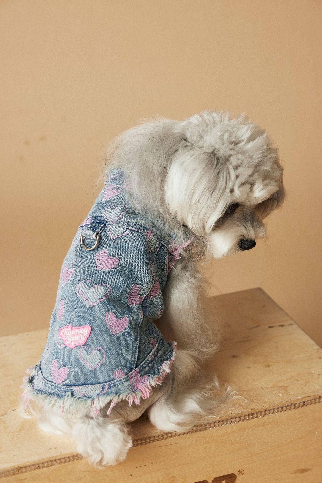 HKM-890451 Denim Sleeveless Vest for Dogs - Casual Distressed Love Design in Multiple Sizes