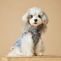 HKM-890451 Denim Sleeveless Vest for Dogs - Casual Distressed Love Design in Multiple Sizes