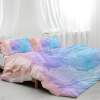 HKM-890451 Rainbow Glitter Ombre 3-Piece Duvet Cover Set in Chic Purple, Blue, and Green Pastel with Pillow Shams - Soft Microfiber Design