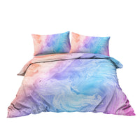 HKM-890451 Rainbow Glitter Ombre 3-Piece Duvet Cover Set in Chic Purple, Blue, and Green Pastel with Pillow Shams - Soft Microfiber Design