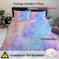 HKM-890451 Rainbow Glitter Ombre 3-Piece Duvet Cover Set in Chic Purple, Blue, and Green Pastel with Pillow Shams - Soft Microfiber Design