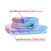 HKM-890451 Rainbow Glitter Ombre 3-Piece Duvet Cover Set in Chic Purple, Blue, and Green Pastel with Pillow Shams - Soft Microfiber Design