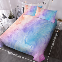 HKM-890451 Rainbow Glitter Ombre 3-Piece Duvet Cover Set in Chic Purple, Blue, and Green Pastel with Pillow Shams - Soft Microfiber Design